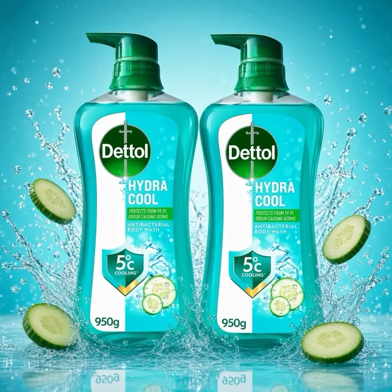 Dettol Antibacterial Body Wash & Cleanser, Cucumber Scent, 900ml Large Bottle, Moisturizing Hydrating Formula for Gentle Cleansing of Sensitive Skin