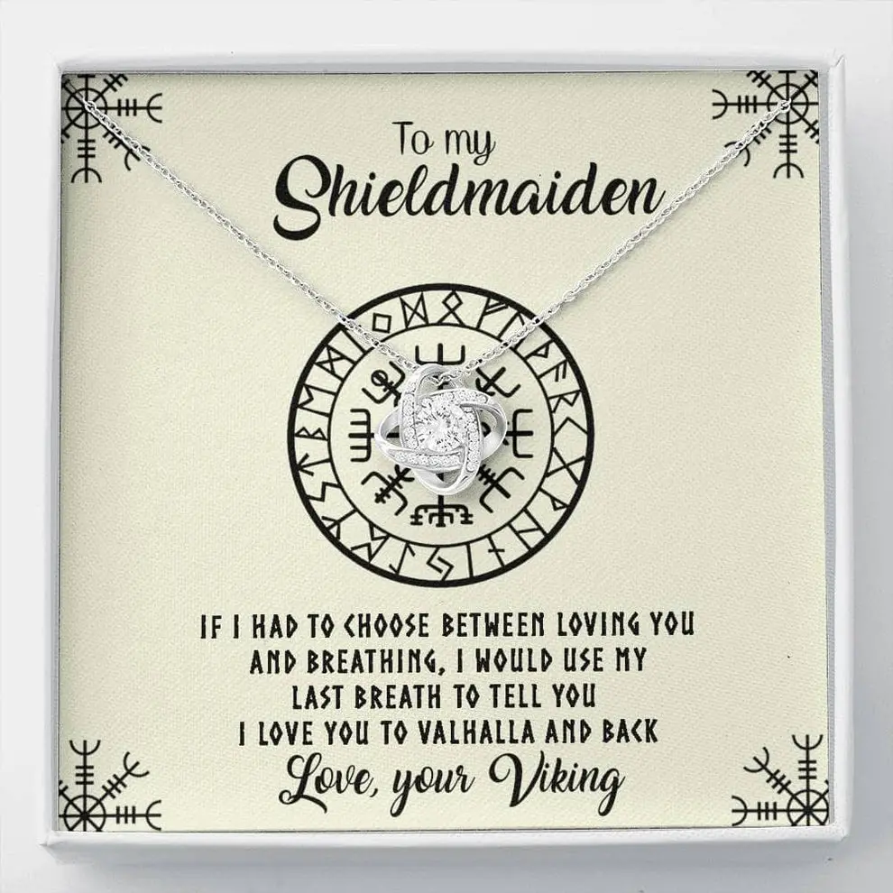 Viking Shieldmaiden Pendant Necklace for Women, Elegant Gold Plated Stainless Steel with Cubic Zirconia, Adjustable 18"-22" Chain, Romantic Anniversary Gift, Female, Adjustable Chain, 18" - 22" Chain Length