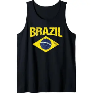 Brasil Brazilian National Flag Vintage Patriotic Brazil Tank Top