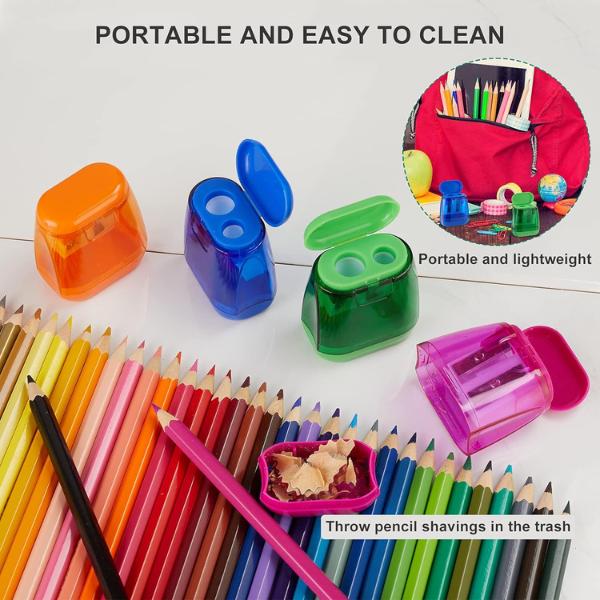 Pencil Sharpeners, 4 Pcs Dual Holes Colored Handheld Pencil Sharpener with Lid Students School Class Home Office rectangle pencil sharpener Pencil Sharpeners, 4 Pcs Dual Holes Colored Handheld Pencil Sharpener with Lid Students School Class Home Office rectangle pencil sharpener