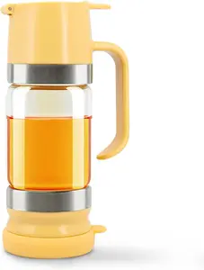 Glass Honey Dispenser No-drip with Handle – 9 oz Maple Syrup Container Honey Jar for Coffee, Pancakes & Waffles