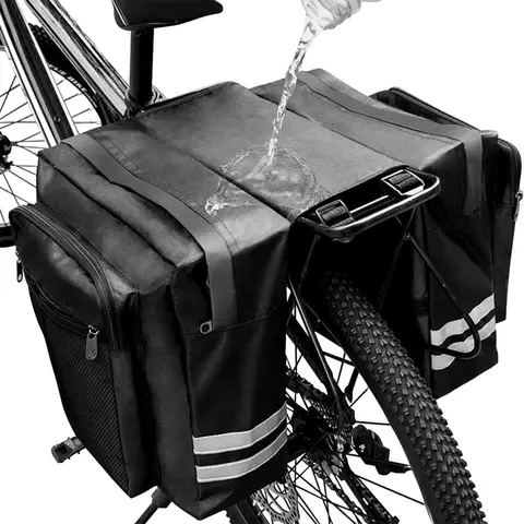 Bicycle Back Rack Double Flat Bottom Bag, 1 Count Large Capacity Waterproof Bicycle Trunk Bag, Bicycle Flat Bottom Bag with Reflective Decoration, Bike Carrier, Bicycle Accessories, Cycling Accessories