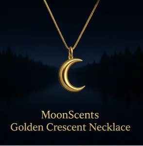Golden Crescent Moon Necklace 18" - 14k Gold-Plated Stainless Steel Adjustable Chain 0.75" Pendant for Everyday Magic & Celestial Style