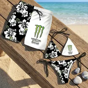 Monster Energy Matching Swimwear Hibiscus Floral Beach Clothing Set
