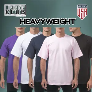 Pro Club HEAVYWEIGHT Short Sleeve UNISEX Tee Cotton T-Shirt Crewneck Classic Stylish Original Jersey Top Collar Small Stretch Thick Underwear Tshirt Streetwear Round Neck Shortsleeve men gifts funny
