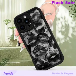 Creative Fashion Kiss Mark Pattern Phone Case, Full Body Protection Thick Shockproof Matte TPU Soft Cover, Suitable for Birthday or Holiday Gift  for iPhone 16/15/Plus/Pro/Max/Mini for men and women Protective Casing Protector Screen Protector