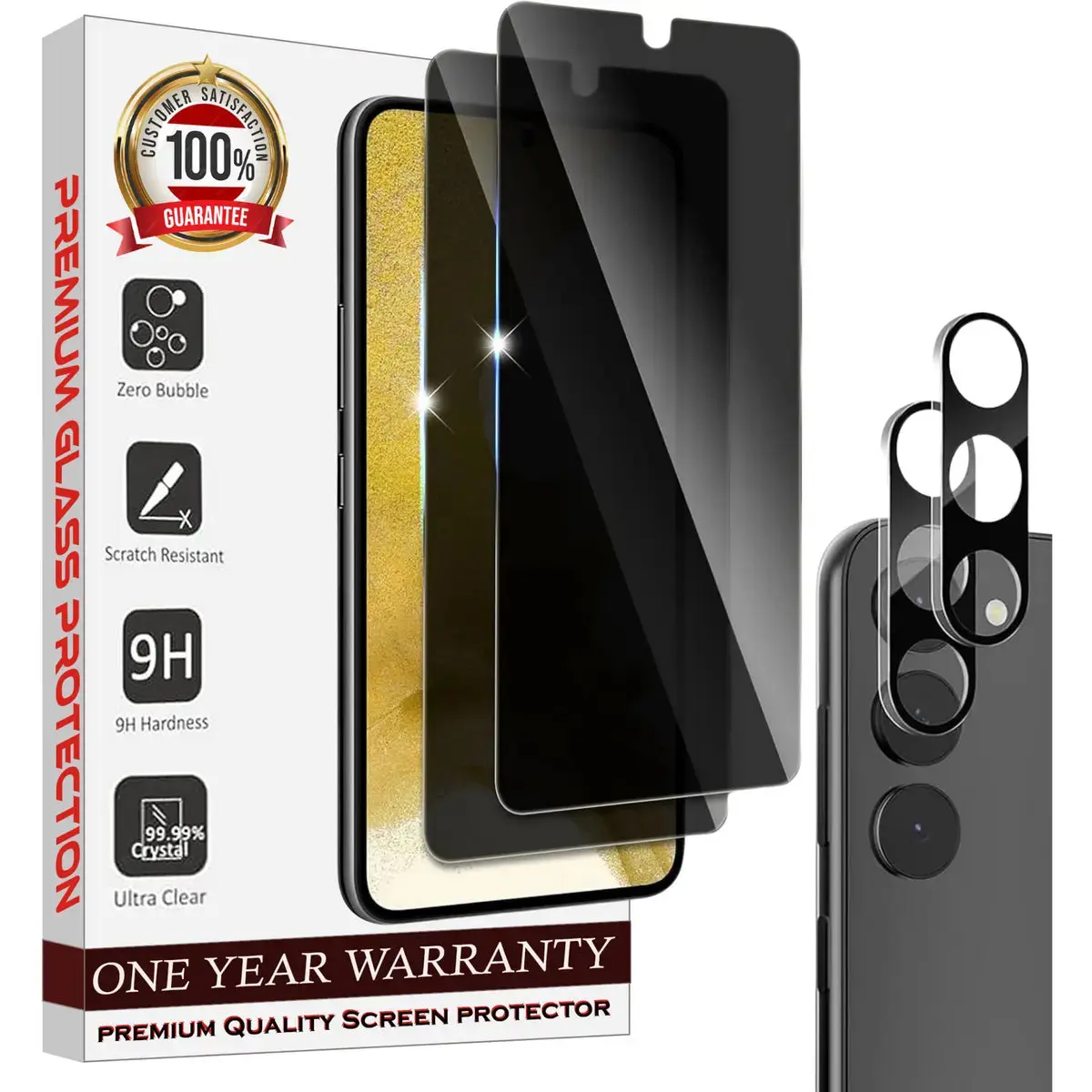 Entronix Case Privacy Screen Protector for Galaxy S22 Plus with Camera Lens [2+2], Anti-Spy Tempered Film Protection Durable
