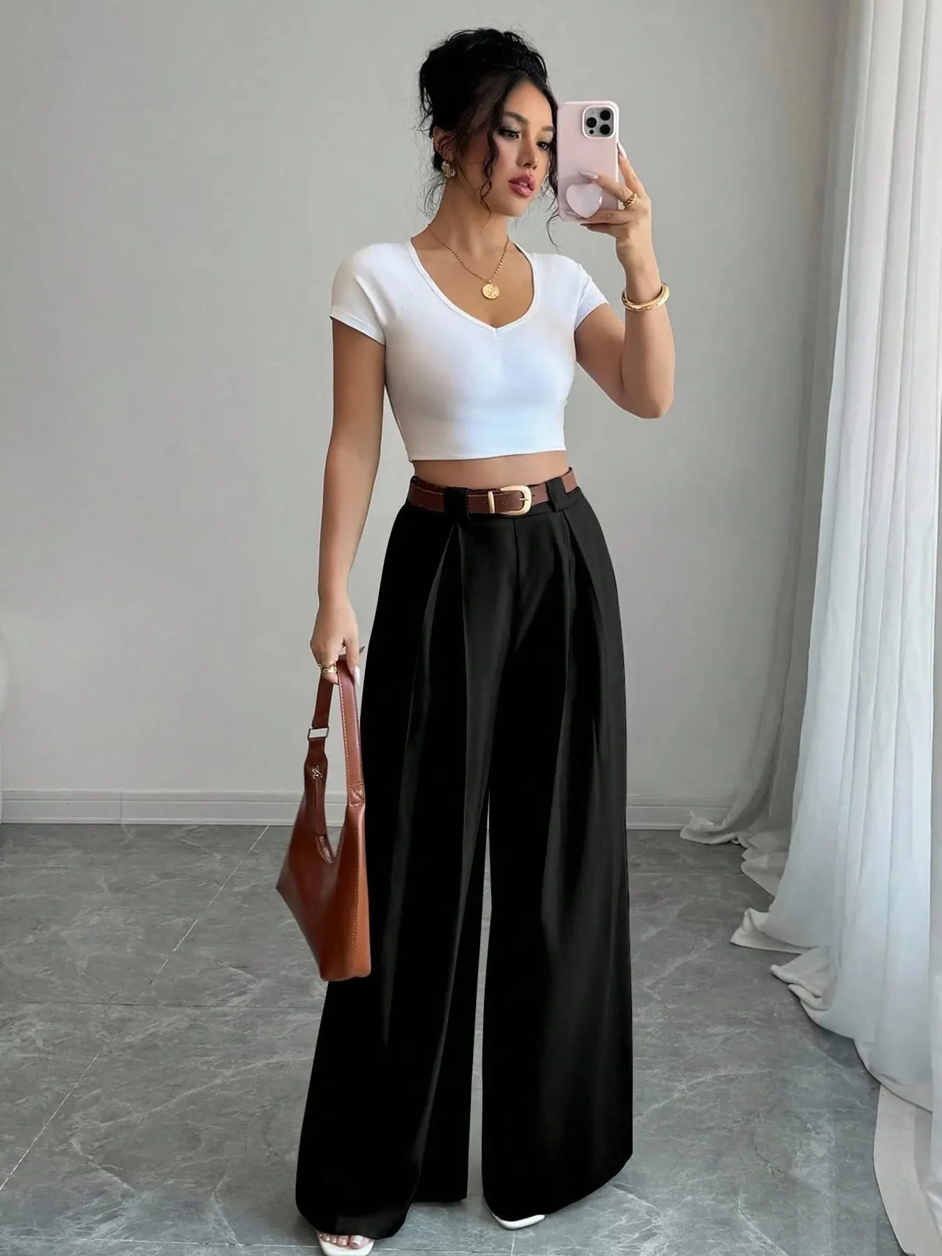 Women's Loose Wide-Leg Pants, Basic Minimalist Casual Daily Streetwear College Style Beach Vacation, Long Straight Leg Loungewear, All-Season Women's Trousers