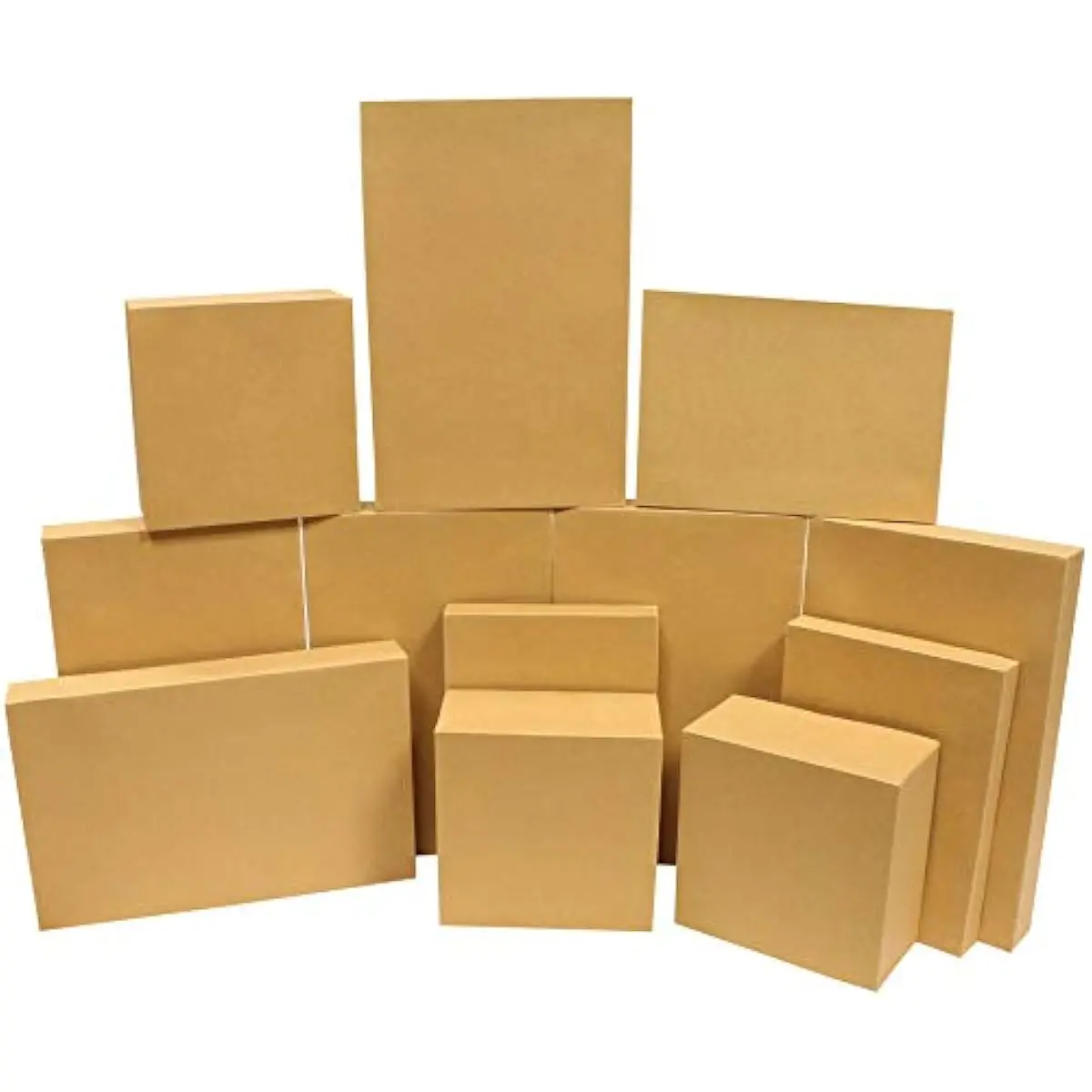 JOYIN 12PCS Christmas Brown Gift Boxes with Lids for Presents, 4" Deep Large Shirt Robe Wrapping Box, 4 Different Sizes Holiday Festive Lingerie Cupcake DIY Kraft Cardboard Boxes