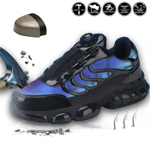 Men's Women's  Breathable Mesh Work Sneakers with Steel Toe Protection - Anti-Slip & Comfort Fit Safety Shoes for All Seasons