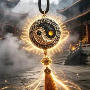 Taoist Yin Yang Bagua Rotating Amulet Pendant - Feng Shui Talisman for Balance & Protection