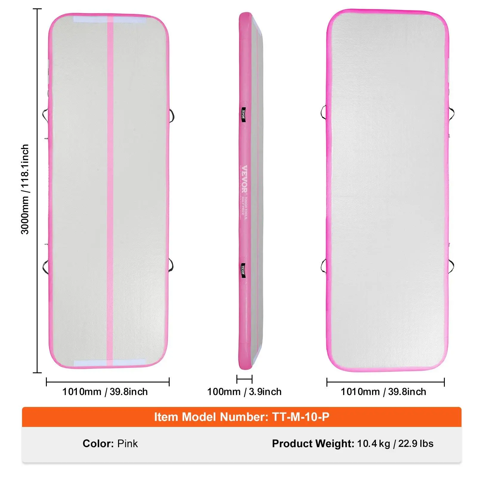 Mat - 10 ft x 3.3 ft x 4 in - Pink