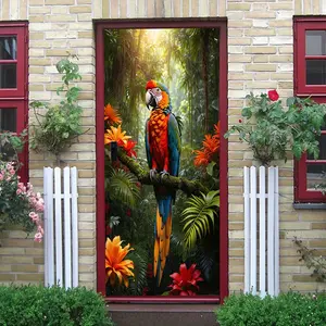 2 Tropical Rainforest Macaw Parrot Wall Stickers Living Room Bedroom Decorative Stickers Self Adhesive Removable Colorful Bird Animal Mural Home Wall Art Decoration Decals