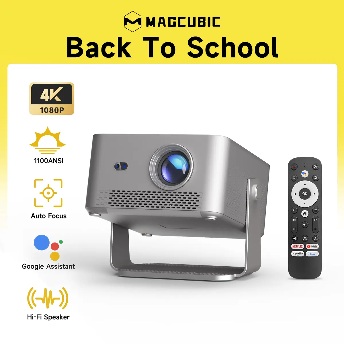 [Google TV stick Bundled] Magcubic HY450GT 1100ANSI Projector with Officially Certificated Google TV Auto Focus 4K Decoding Google Voice Assistant Built-in 15W HFl speaker Native 1080P HDR10 WIFI5+BT5.0 Smart Home Cinema #TikTokShopBackToSchool
