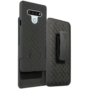 Case with Clip for LG Stylo 6, Nakedcellphone [Black Tread] Kickstand Cover with [Rotating/Ratchet] Belt Hip Holster Holder Combo for LG Stylo 6