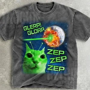Glerp Glorp Funny Alien Cat Meme Shirt, Weird Shirts, Memes T-shirt, Cat Tee