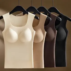 Autumn Winter German Velvet Thermal Vest for Women , Built-in Bra, Thickened Invisible Slim Fit