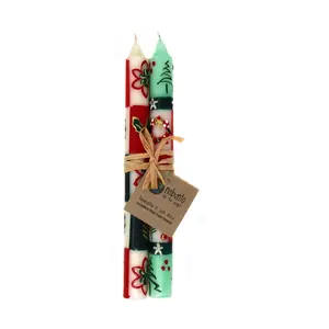 Global Crafts S/2 Hand-painted Christmas Dinner Candles