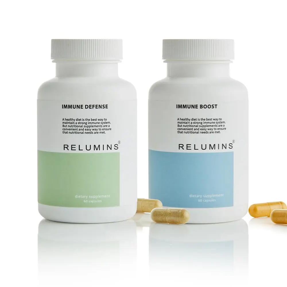 Relumins Immune Boost & Immune Defense Supplement Set – Daily Capsules with Vitamins C, D3, K1, Zinc, Selenium, Lactoferrin, Echinacea & Bioflavonoids for Complete Immune Support