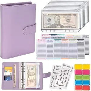 Budget Binder Cash Envelopes for Budgeting Money Organizer for Cash Money Envelopes for Cash Leather A6 Budget Binder with Zipper Envelopes