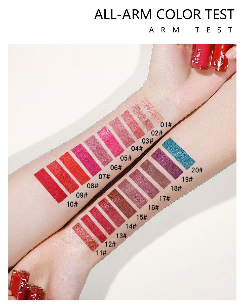 Pudaier Dual Lipstick Lip Gloss Liquid Lipstick #01 Style - Polyethylene Wax Glossy Cosmetic for General Skin Type - 20 Popular Colors - China Origin - 01Style