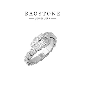 BAOSTONE Lab Created Artificial Gemstone 925 Silver Ring-Serpenti-#J330