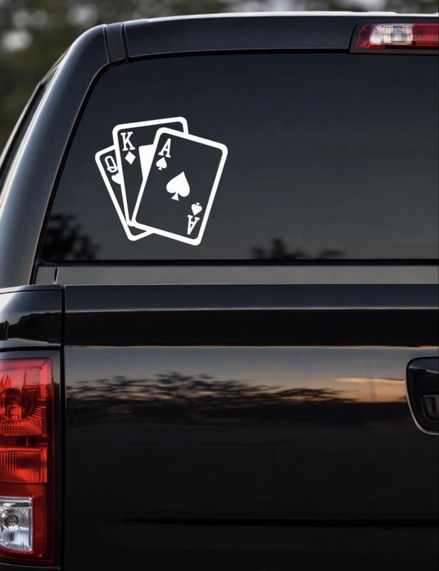 Playing Cards Decal - Poker Theme Car Sticker with Ace, King, and Queen Design for Vehicle Decoration