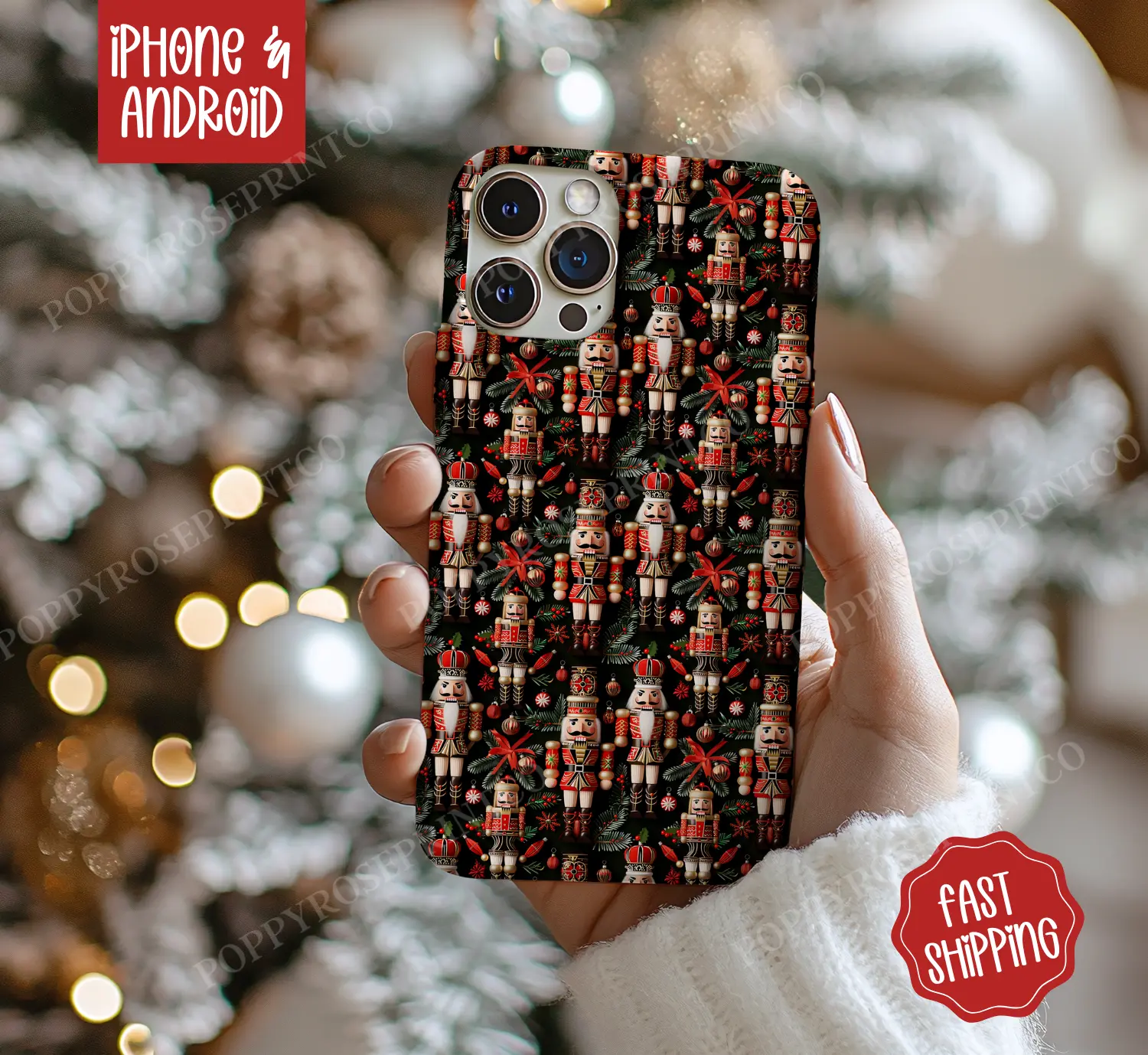 Nutcracker Phone Case, Cute Christmas Cover Mag Safe Compatible, Magnetic Tough Cases