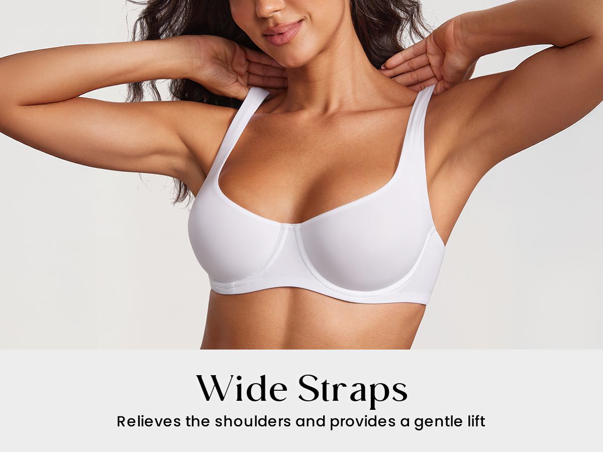 Unlined Balconette Bra Underwired Double Layer Cup Adjustable Straps Soft Stretchy Invisible Under Low Cut Tops SpringStatements