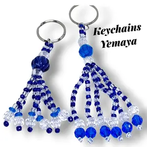 Keychain of Yemaya Two Styles Blue and Clear Beaded Keychains Yemaya Collection