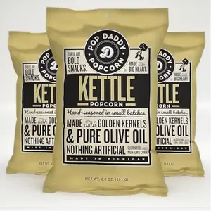 Pop Daddy Flavored Popcorn Gourmet | Kettle Flavor | Hand Seasoned Ruby Red Kernels Gluten Free Popcorn Snacks | 6.4oz Individual Bags | 3 Pack