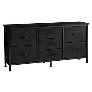 Stylish Wooden Top Metal Frame Drawer Dresser For Bedroom Spacious Drawers For Clothes And Accessories Storage
