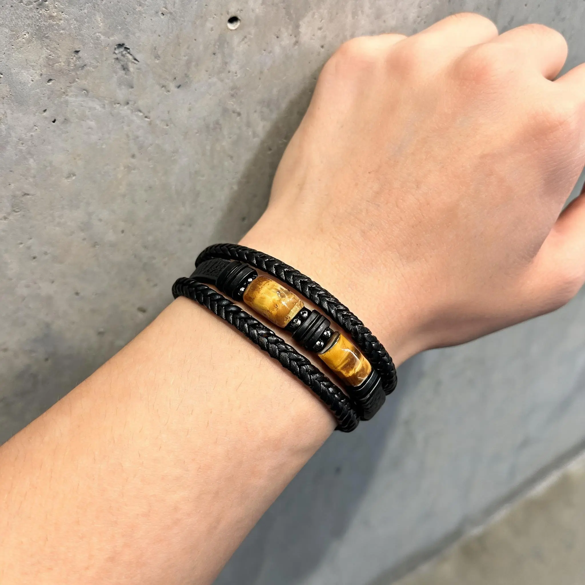 High Quality Natural Crystal Natural Tiger Eye Stone Bracelet Healing Tiger Eye Quartz Leather Braided Gift for Men & Women | Premium Hypoallergenic Design | Wedding & Birthday Gift | Valentines Gift