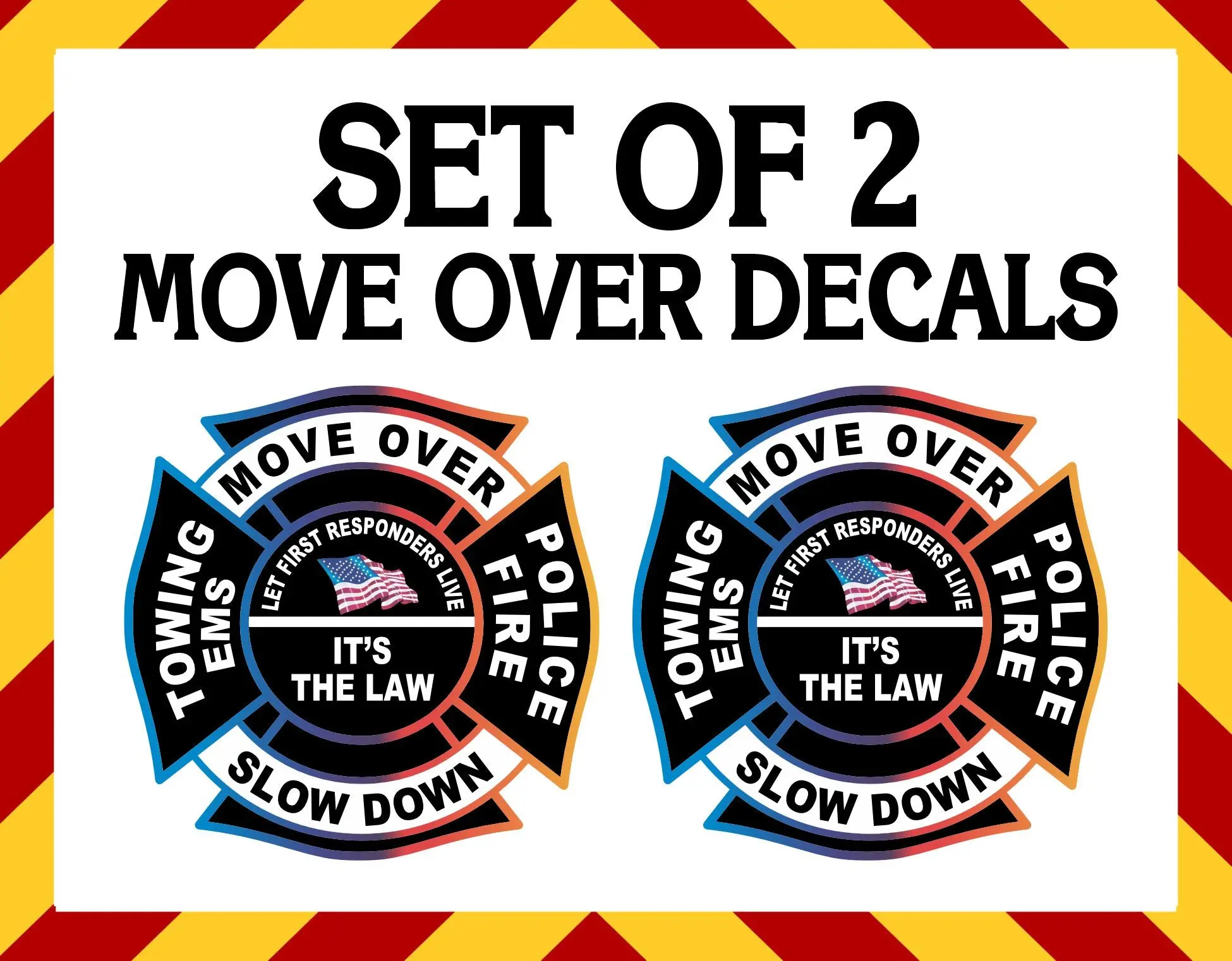 Firefighter Window Decals (Set of 2) - Non-Reflective, UV-Laminated Fire Department Stickers for Emergency Vehicles, Maltese Design to Promote Safety