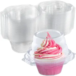 Individual Cupcake Containers (200 Pack) | Clear Plastic Disposable Cupcake Boxes/Holders | Single Cupcake Holder with Dome Lid Bulk |  Plastic Cupcake Muffin Container Carrier Boxes to Go