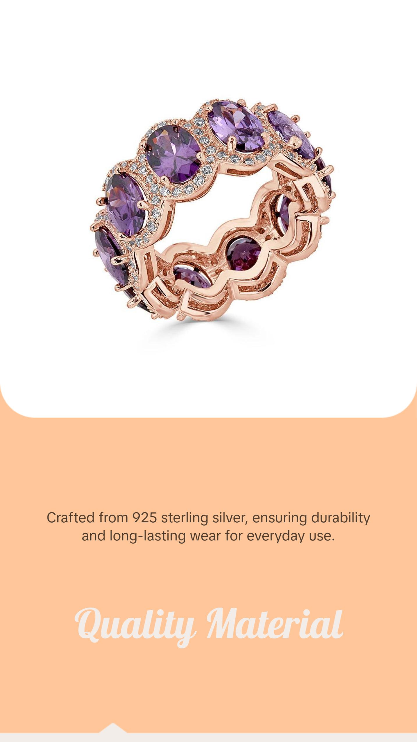 925 Silver Oval Shape CZ Eternity Ring