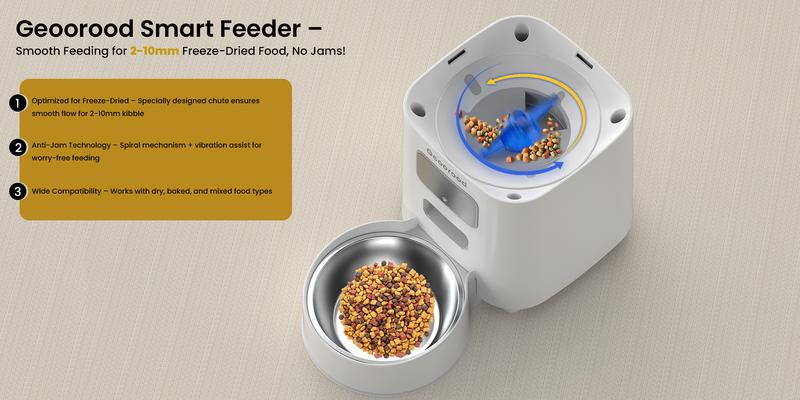 Geoorood Automatic Cat Feeder with Camera, 1080P HD Video, 2.4G WiFi Smart Pet Feeder with One-Way Audio, 4L Large Capacity, Dual Bowl Design for Cats and Small/Medium Dogs Geoorood Automatic Cat Feeder with Camera, 1080P HD Video, 2.4G WiFi Smart Pet Feeder with One-Way Audio, 4L Large Capacity, Dual Bowl Design for Cats and Small/Medium Dogs