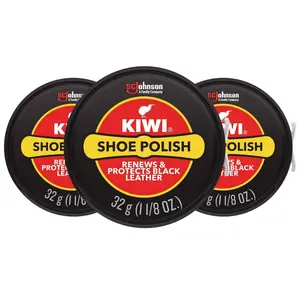 Kiwi Shoe Polish Renews and Protects Black Leather, 1.125 oz ( 3-Pack )