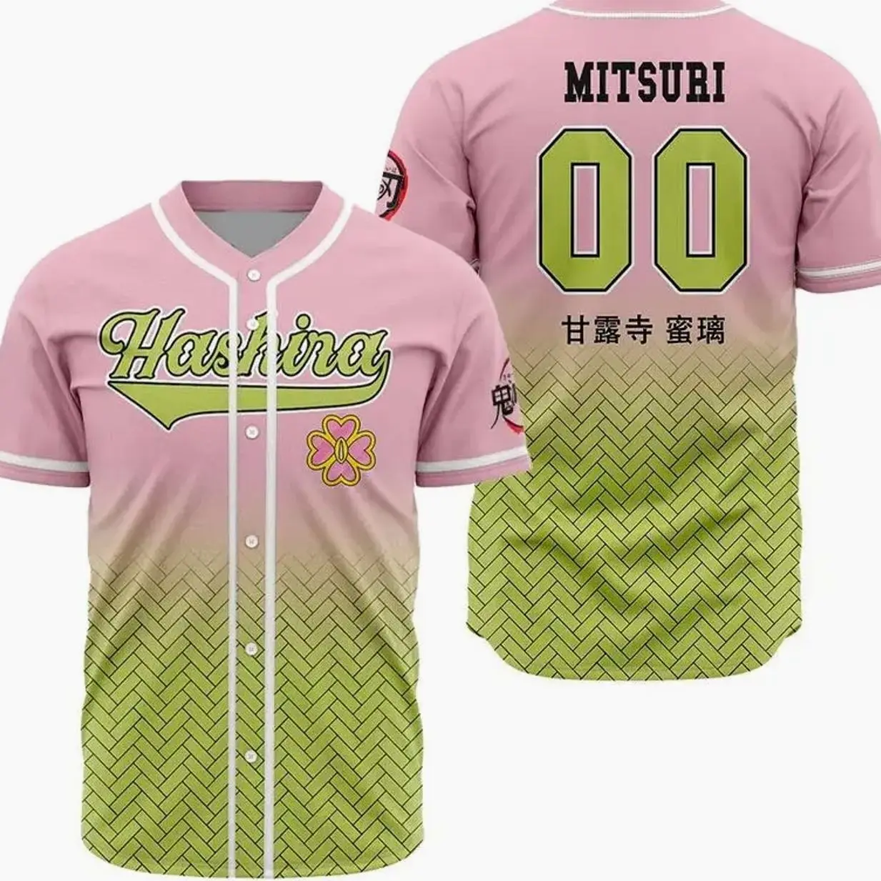 Hαshibα Míturi Kαnroji Demon Slαyer Baseball Jersey, Anime Baseball Jersey