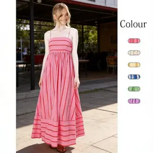 2026 spring/summer new striped camisole backless large swing new style dress