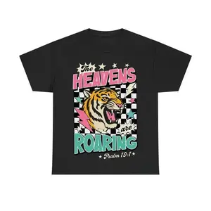 [Graphic Tee]The Heavens Are Roaring Tshirt, 80s Faith Vibe Bible Verse Shirt, Religious Shirt, Christian Shirt, 80s Faith Shirt, 90s Aesthetic Clothing Cotton Top The Heavens Are Roaring Christian Shirt good graphic tees