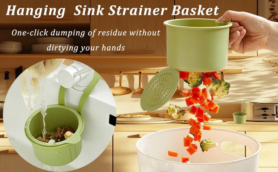 No More Touching Wet Food! Self-Cleaning Sink Strainer | Press-to-Dump Basket
