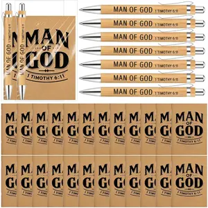 25 Set Christmas Christian Gifts for Men Man of God Christian Men Gifts 1 Timothy 6: 11 Man of God Notebook and Pen Set Religious Prayer Journal  Verse Notepad  Pen