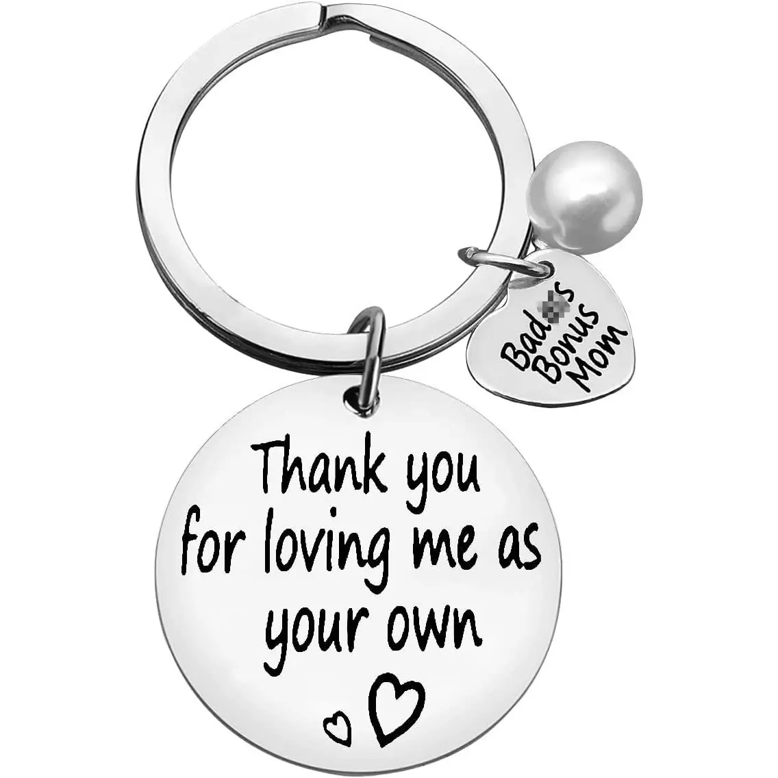 StepMom Keychain Appreciation Gift for Step Mother Bonus Mom Jewelry Thank You for Loving Me Keyring Mother in Law Jewelry Christmas Birthday Mothers Day Gift from Step Daughter Son