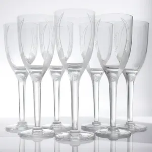 Lalique "Ange" Champagne Flutes Set For 7