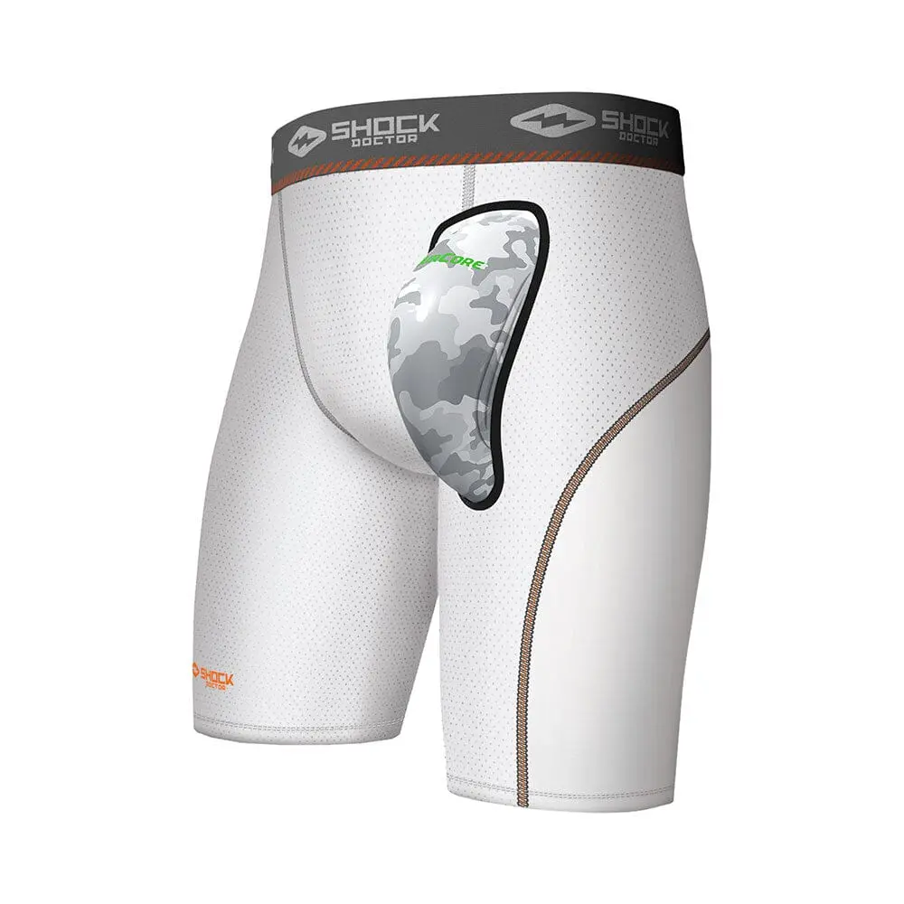 Shock Doctor Compression Short with AirCore™ Cup - Tight Sports Breathable Athletic Bottoms for Summer - 30% Lighter Than Traditional Cups