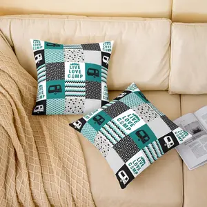 Camper Throw Pillow Covers,16"x16" Set of 2 Soft Happy Camping Pillow Cases Cushion Covers,RV Camping Camper Cartoon Camping Car Throw Pillowcases