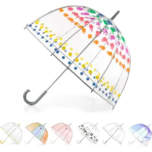 Adult Windproof Bubble Umbrella with J Hook Handle and Visibility
