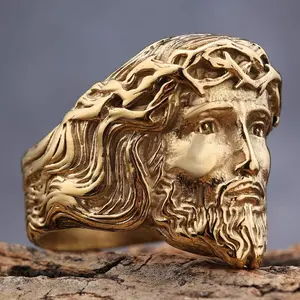 Stainless Steel Christian Jesus Figure Ring - Unisex Spiritual Sign Jewelry, Casual Daily Wear Accessory, Ideal Christmas Gift for Trendy Fashion Lovers