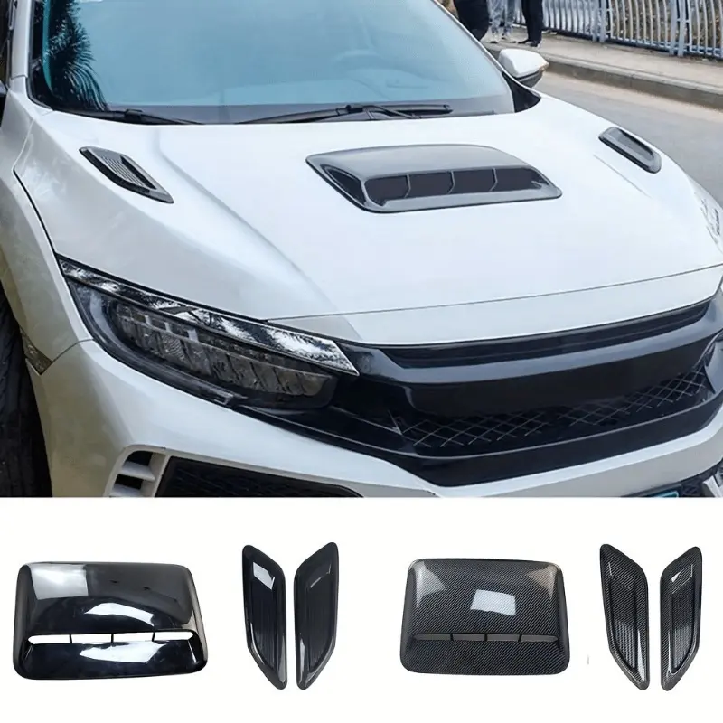 3pcs Universal Car Air Flow Intake Hood Scoop Vent Bonnet Ventilated Cover Durable Cover - Boost Your Vehicle's Exterior Style! Car Accessories